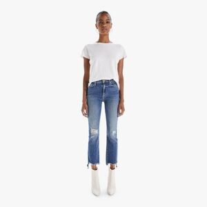 MOTHER “The Insider Crop Step Chew” jeans in “Dancing On Coals” wash